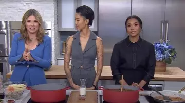 Alice + Olivia Aspen High-Rise Double-Waist Pants worn by Kristen Kish as seen in Today with Jenna & Friends on March 6, 2025
