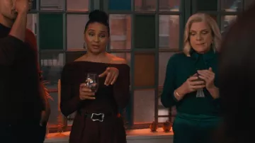 Ronny Kobo Harley Off The Shoulder Ruched Top worn by Officer Kaya Blanke (Carra Patterson) as seen in Elsbeth (S02E12)