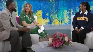 Falda bordada floral Pearl by Lela Rose usada por Jenna Bush Hager como se ve en Today with Jenna & Friends el 10 de marzo de 2025