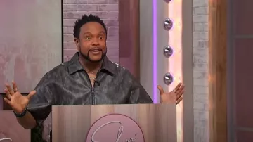 Fashion Nova Quincy Faux Leather Shirt worn by Jawn Murray as seen in Sherri on March 10, 2025