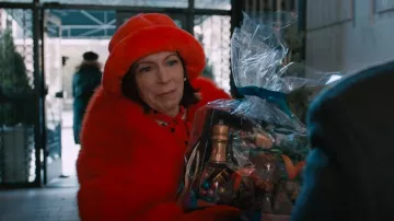 8 Other Reasons Red Faux Fur Bucket Hat worn by Elsbeth Tascioni (Carrie Preston) as seen in Elsbeth (S02E12)