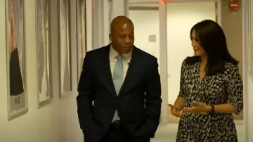 Derek Lam 10 Crosby Feather Scarf Neck Dress worn by Nancy Chen as seen in CBS Mornings on March 10, 2025