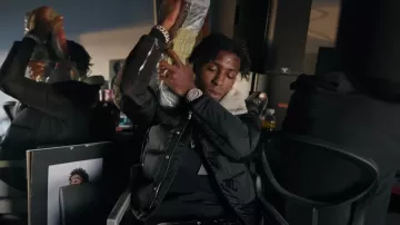 Moncler Black 'Leo' Down Biker Jacket worn by YoungBoy Never Broke Again in YoungBoy Never Broke Again - 5 Night [Official Video]