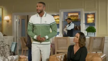 Sergio Tacchini Olmi Track Jacket in Hedge Green worn by Martin Richardson (Brandon Claybon) as seen in Beyond the Gates (S01E01)