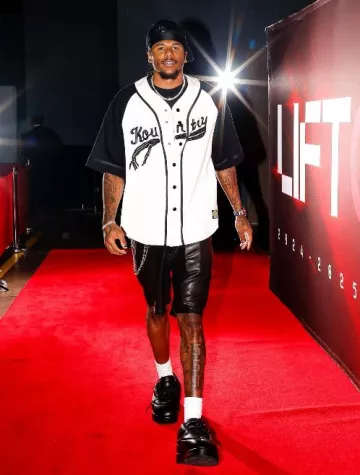 Kapital White & Black 'Kountry' Baseball Jersey worn by Jalen Green on the Instagram account @houstonrockets