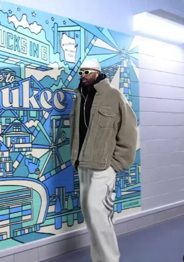 Balenciaga Beige Tribal Print 'Y2K' Sweatpants worn by Tristan Thompson on the Instagram account @cavs