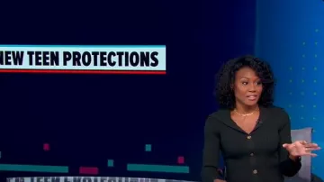 Reiss Maria Knitted Button Front Dress worn by Janai Norman as seen in Good Morning America on  March 11, 2025