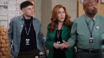 Mnml Jacquard Denim Workwear Jacket worn by Jacob Hill (Chris Perfetti) as seen in Abbott Elementary (S04E17)