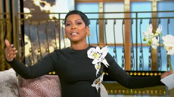Oscar de la Renta Orchid Embroidered Long Sleeve Dress worn by Tamron Hall as seen in Tamron Hall Show on March 12, 2025