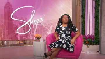 Adam Lippes Black & White Knit Jacquard Fit & Flare Dress worn by Sherri Shepherd as seen in Sherri on March 12, 2025