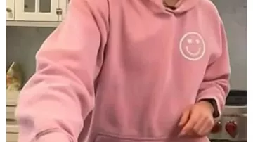 Pink Smiley Face Hoodie of (Dylan Dreyer) in Today (S67)