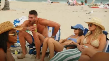 Sporty & Rich White & Blue Health Is Wealth Cap worn by Lexi Wood as seen in Summer House (S09E05)