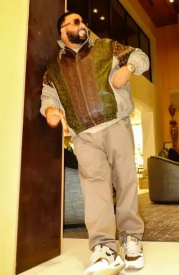Louis Vuitton Brown & Olive Green Patchwork Python Leather Jacket worn by DJ Khaled on the Instagram account @djkhaled