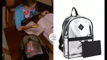 EastSport Clear PVC Plastic Backpack Book Bag with Black Trim New used by Phoebe Halliwell (Alyssa Milano) in Charmed (S02E19)