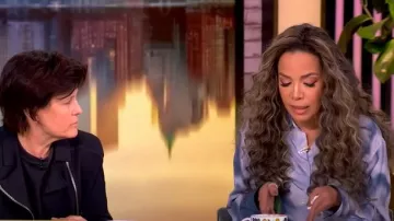 Victoria Beckham Piped Floral Silk Satin Button-Up Pajama Shirt worn by Sunny Hostin as seen in The View on March 13, 2025