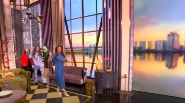 Victoria Beckham Pleat Detail & Flowers Trompe l'Oeil Silk Satin Pants worn by Sunny Hostin as seen in The View on March 13, 2025