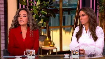 Lela Rose Lace-Trim Button-Front Shirt worn by Alyssa Farah as seen in The View on March 14, 2025