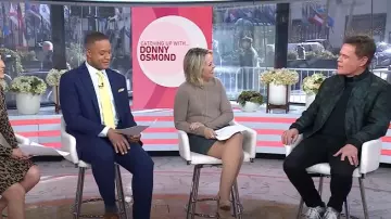 Saint Laurent Foliage Jacquard Bomber Jacket worn by Donny Osmond as seen in Today on  March 13, 2025