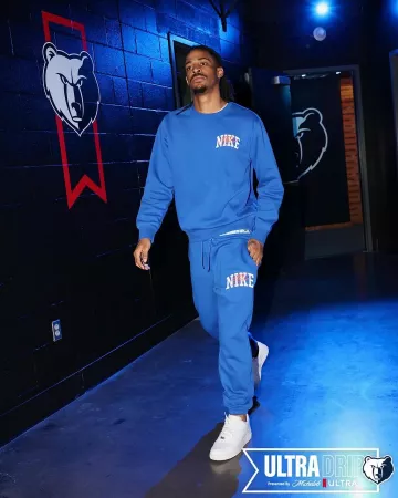Nike Game Royal Blue Double Logo Joggers worn by Temetrius Morant on the Instagram account @memgrizz