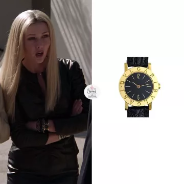 BVLGARI 18K Yellow Gold & black Leather Strap Watch/26MM worn by Prue Halliwell (Shannen Doherty) on Charmed (S02E02)