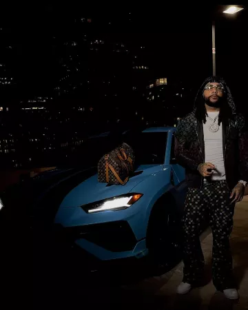 Louis Vuitton Veste coupe-vent Monogram dégradé noir portée par Money Man sur le compte Instagram @moneyman