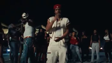 Sp5der Cinturón de hebilla de cristal naranja charol 'Sp5' usado por Lil Baby en Lil Baby, Young Thug, Future - Dum, Dumb, and Dumber