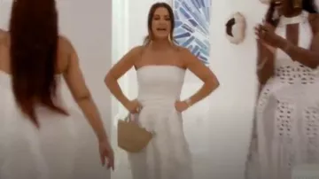 Cult Gaia White Strapless Fringe Gown worn by Kyle Richards as seen in The Real Housewives of Beverly Hills (S14E16)