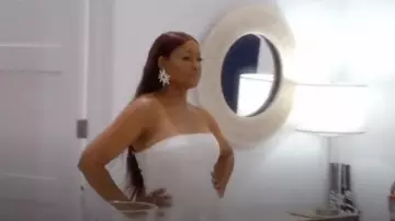 Cult Gaia White Strapless Fringe Gown worn by Garcelle Beauvais as seen in The Real Housewives of Beverly Hills (S14E16)