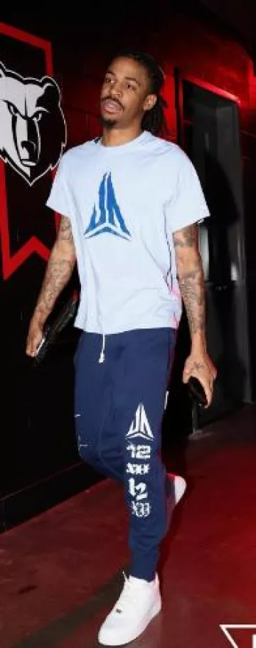 Nike x Ja Morant Cobalt Bliss Blue 'JA' T-Shirt worn by Temetrius Morant on the Instagram account @memgrizz