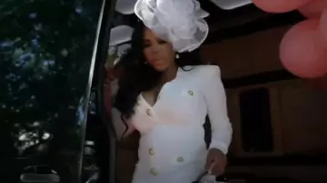 White Long Sleeve Button Mini Dress worn by Kelli Ferrell as seen in The Real Housewives of Atlanta (S16E01)