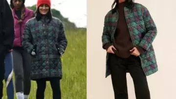 Green Plaid Design Quilted Coat of Self - Contestant (Nikki Bella) in The Traitors (S03E03)