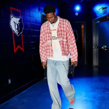 RRR-123 Red & Beige Check 'Materia Nazarene' Shirt worn by Jaren Jackson Jr. on the Instagram account @memgrizz