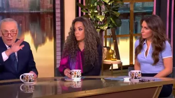 Veronica Beard Kearney Stretch Cotton Top worn by Alyssa Farah as seen in The View on  March 18, 2025