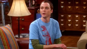 Red T-Rex Blue Vintage T-Shirt worn by Sheldon Cooper (Jim Parsons) in The Big Bang Theory (S02E17)