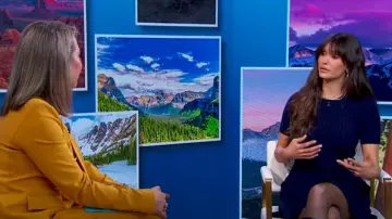 Michael Kors Collection Ribbed Cashmere Mini Dress worn by Nina Dobrev as seen in Good Morning America on  March 18, 2025
