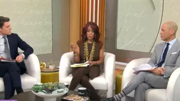 Ralph Lauren Suede Trimmed Cashmere and Wool Tweed Dress worn by Gayle King as seen in CBS Mornings on March 13, 2025