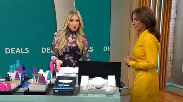 Steve Madden Vivienne Floral Long Sleeve Turtleneck Mesh Midi Dress worn by Ashley Bellman as seen in CBS Mornings on March 16, 2025