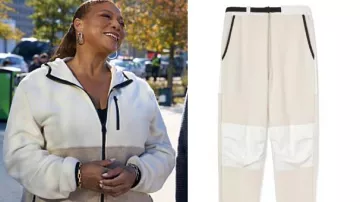 Veste polaire blanche et beige avec pantalon de survêtement de Robyn McCall (Queen Latifah) dans The Equalizer (S05E11)