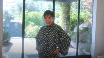 Saint Laurent Polka Dotted Satin Blouse worn by Kris Jenner as seen in The Kardashians (S06E07)