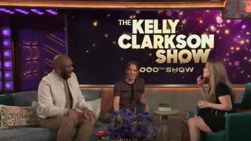 Self Portrait Checked Knitted Minidress worn by Alicia Vikander as seen in The Kelly Clarkson Show on March 20, 2025