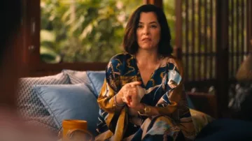 Jim THompson Slipper Orchid Silk Kimono Kaftan Dress worn by Victoria Ratliff (Parker Posey) as seen in The White Lotus (S03E06)