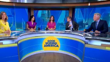 Elie Tahari Silk Satin Flutter Shirt worn by Linsey Davis as seen in Good Morning America on March 21, 2025