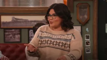 Wild Fable Women's Crewneck Cropped Pullover Holiday Sweater worn by Isabella (Belissa Escobedo) as seen in Happy's Place (S01E18)