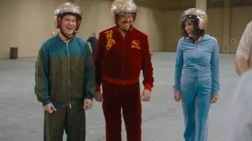 Dries Van Noten Ripstop Quilted-Panels Track Pants In 510 Steel worn by Kelvin Gemstone (Adam DeVine) as seen in The Righteous Gemstones (S04E02)