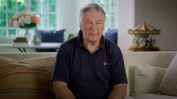 Fred Perry Plain Polo Shirt In Navy worn by Alec Baldwin as seen in The Baldwins (S01E04)