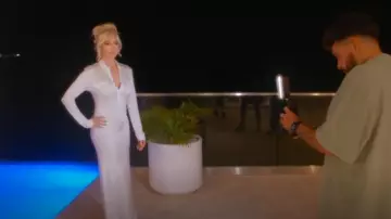 Tove White Satin Maxi Shirt Dress worn by Erika Jayne Girardi as seen in The Real Housewives of Beverly Hills (S14E16)