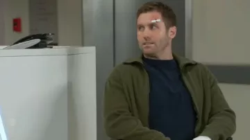 Rag and Bone Dexter Andrew Rib Organic Cotton Zip Cardigan worn by  Derek Baldwin(Ben Gavin) as seen in Beyond the Gates (S01E16)