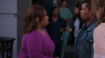 Talbots Patch Pocket Sweater In Vivid Mulberry worn by Miranda Bailey (Chandra Wilson) as seen in Grey's Anatomy (S21E07)