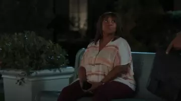 Torrid Georgette Zip-Front Dolman Blouse Stripe worn by Miranda Bailey (Chandra Wilson) as seen in Grey's Anatomy (S21E09)