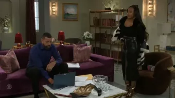 Danielle Guizio Faux Fur Knit Bolero worn by Hayley Lawson (Marquita Goings) as seen in Beyond the Gates (S01E17)